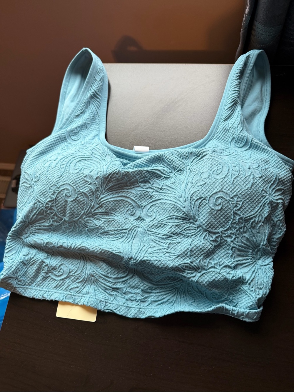 HALARA Light Blue Textured Crop Bralette